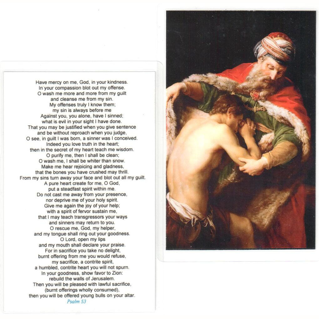 Prodigal Son Large Laminated Psalm 53 Holy Card
