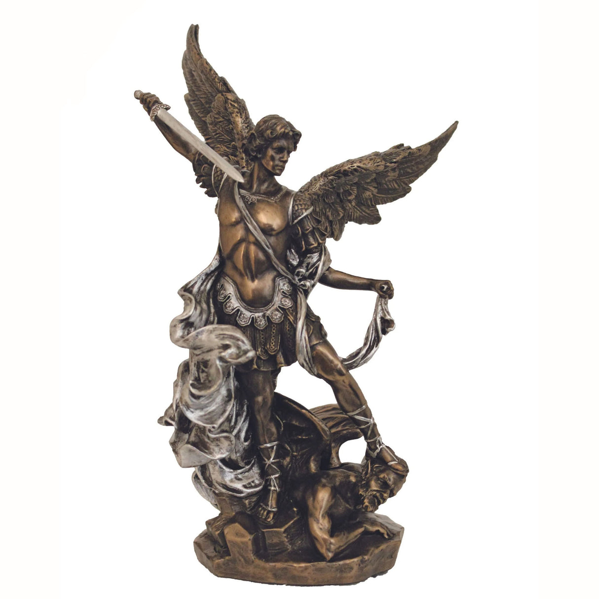 St Michael Bronze & Pewter Statue- 9 inches tall
