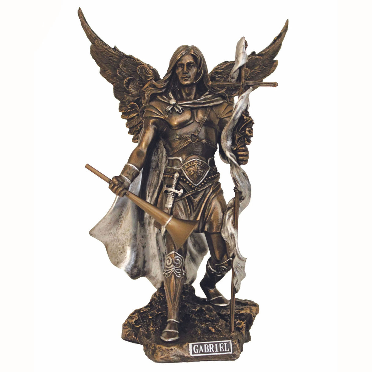 St Gabriel Bronze & Pewter Statue- 9 inches tall