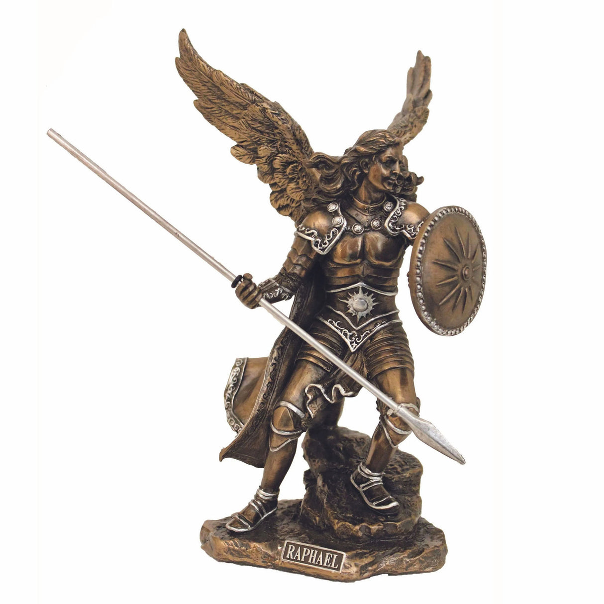 St Raphael Bronze & Pewter Statue- 9 inches tall