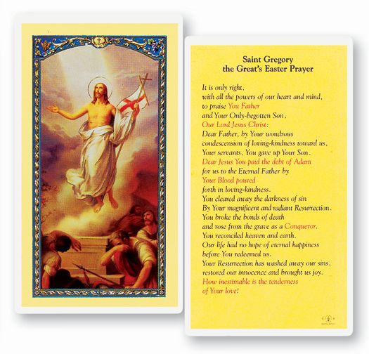 Easter Holy Card - with Saint Gregory the Great Prayer