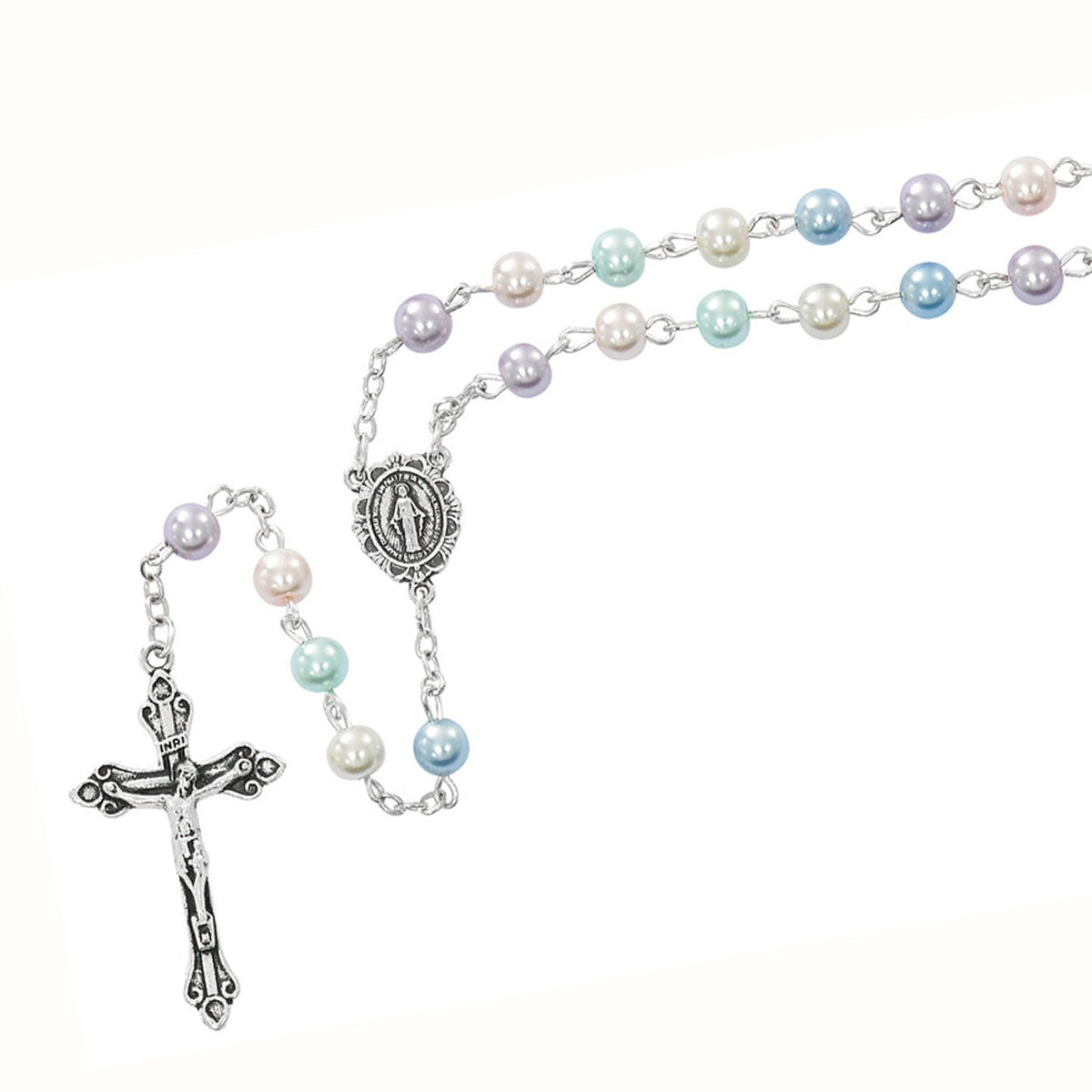 Multicolor Pearlized Glass Beads Rosary R894G