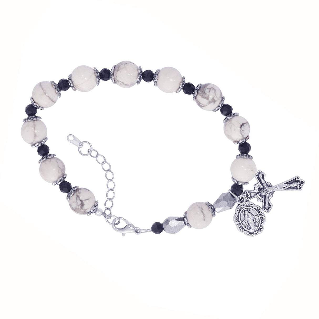 White Howolite Stone Rosary Bracelet BR368