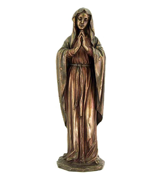 Praying Virgin Bronze Finish Statue - 11-3/4 inches tall
