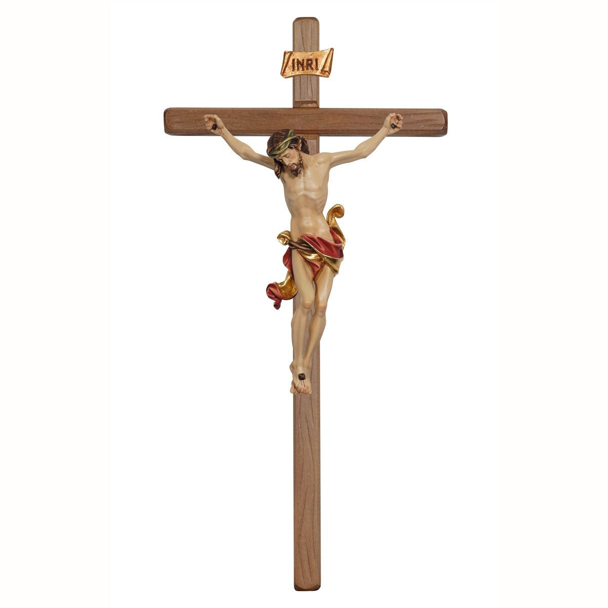 25 inch Leonardo Crucifix with Resin Color Corpus Red Sash