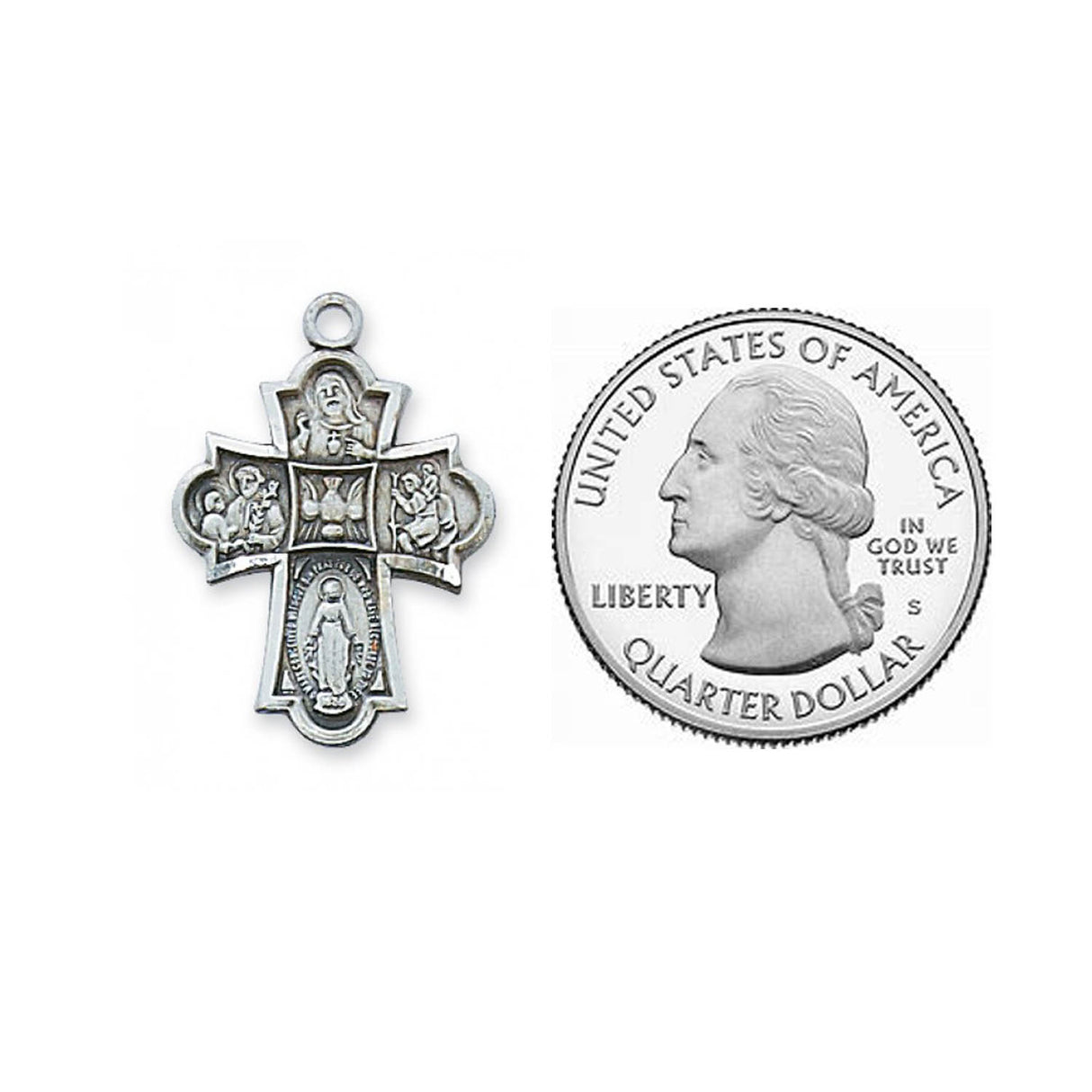 Sterling Silver 4 Way Medal with Dove Center L1810