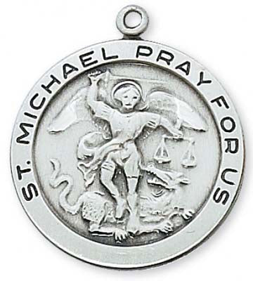 Large Saint Michael Round Sterling Medal - no. L420MK