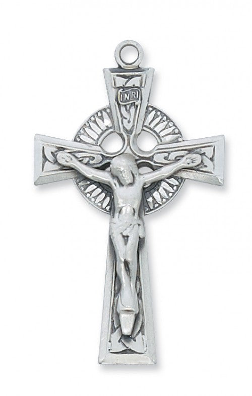 Sterling Silver Celtic Crucifix Necklace L5A