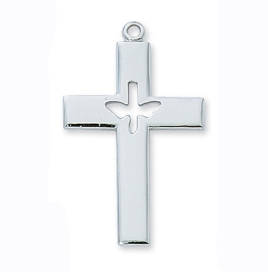 Sterling Cross with Dove Cut-out Pendant L6093P