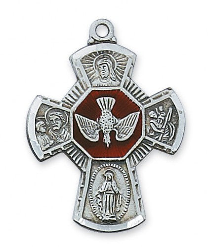 Sterling Silver 4 Way with Red Enameled Center LMG5E