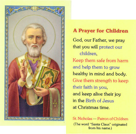 Saint Nicholas Holy Card with a Prayer for Children - 800-199