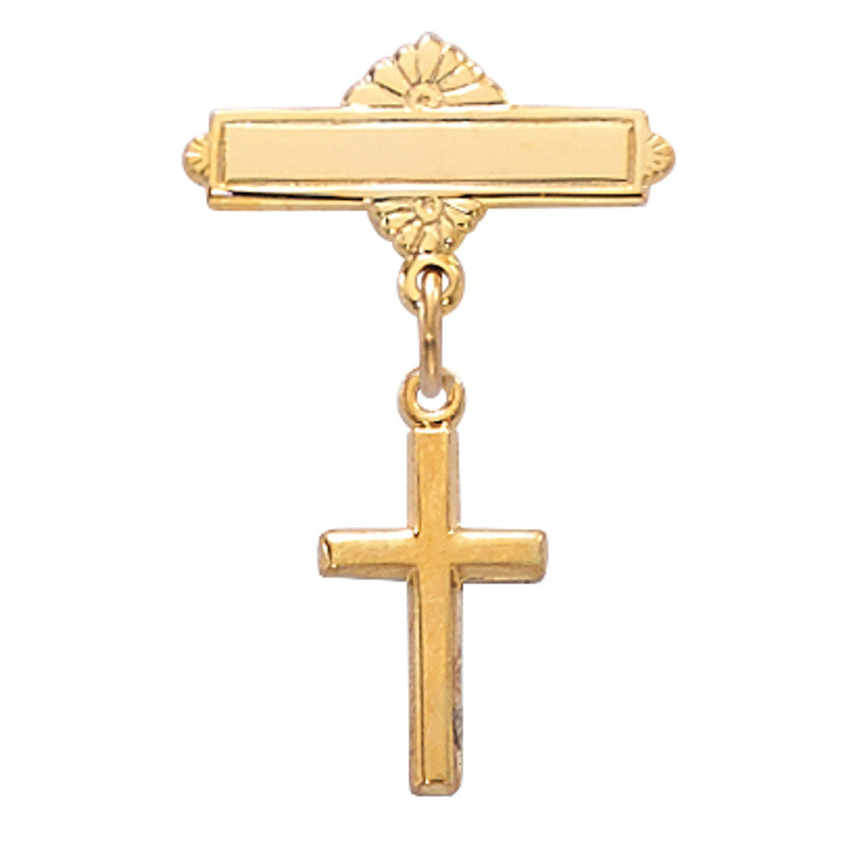 Gold over Sterling SIlver Cross Baby Pin 435JT