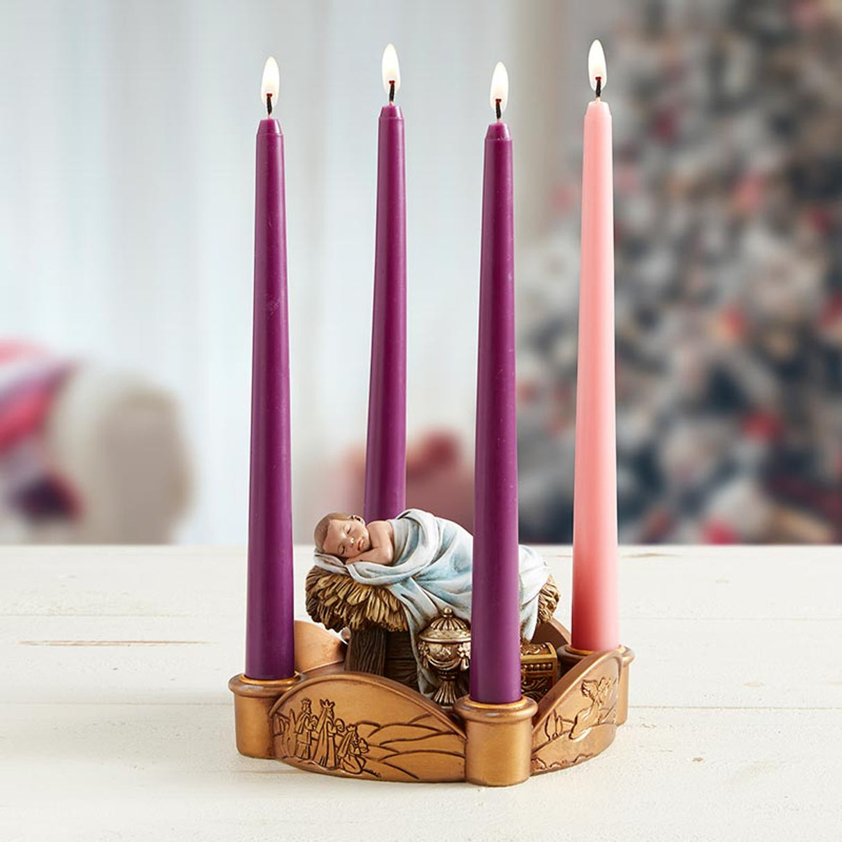 Sleeping Christ Child Advent Candle Wreath