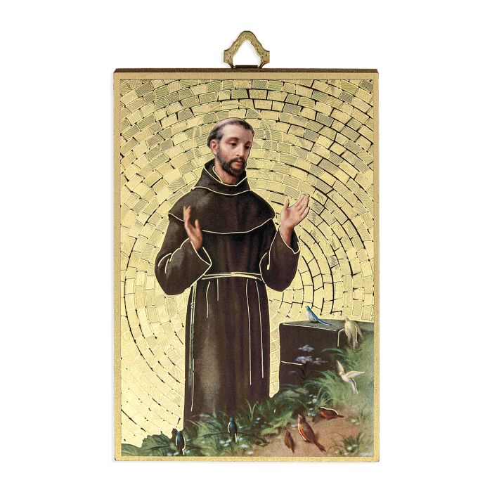 St Francis of Assisi Mosaic Plaque from Italy 4x6 inches