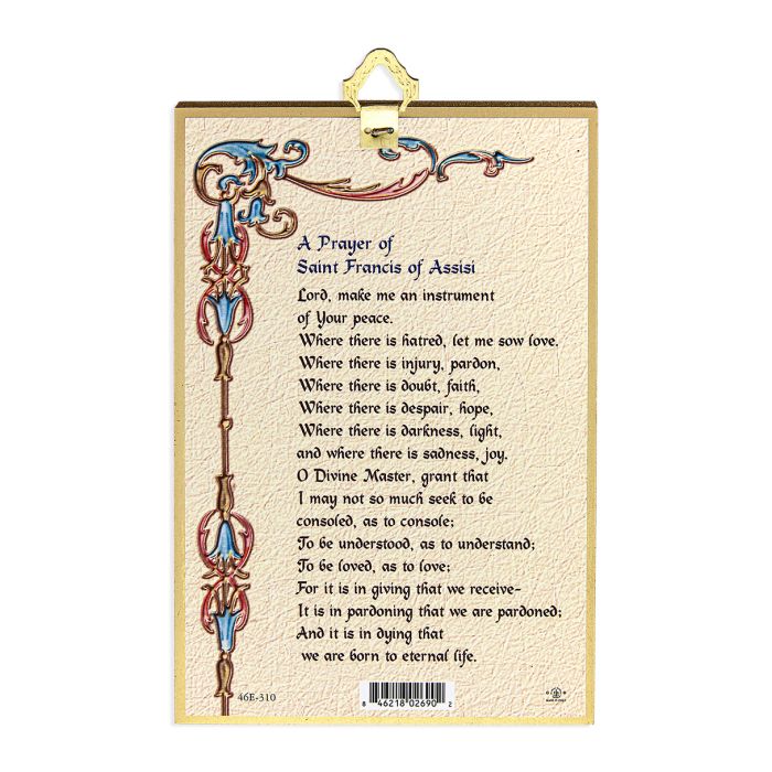 St Francis of Assisi Mosaic Plaque from Italy 4x6 inches