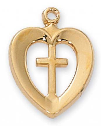 Cross Inside Heart Pendant J419