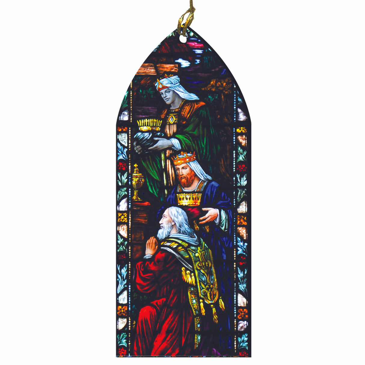 Wise Men Bearing Gifts Stained Glass 6 inch Wood Ornament