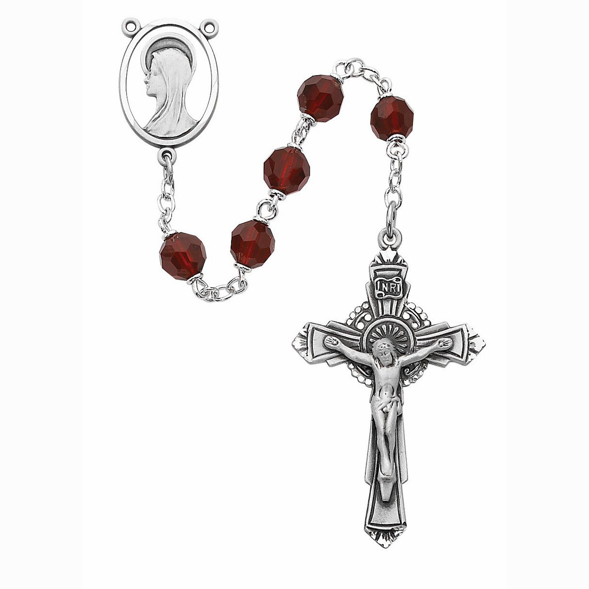 7mm Garnet Tincut Bead Rosary R402DF