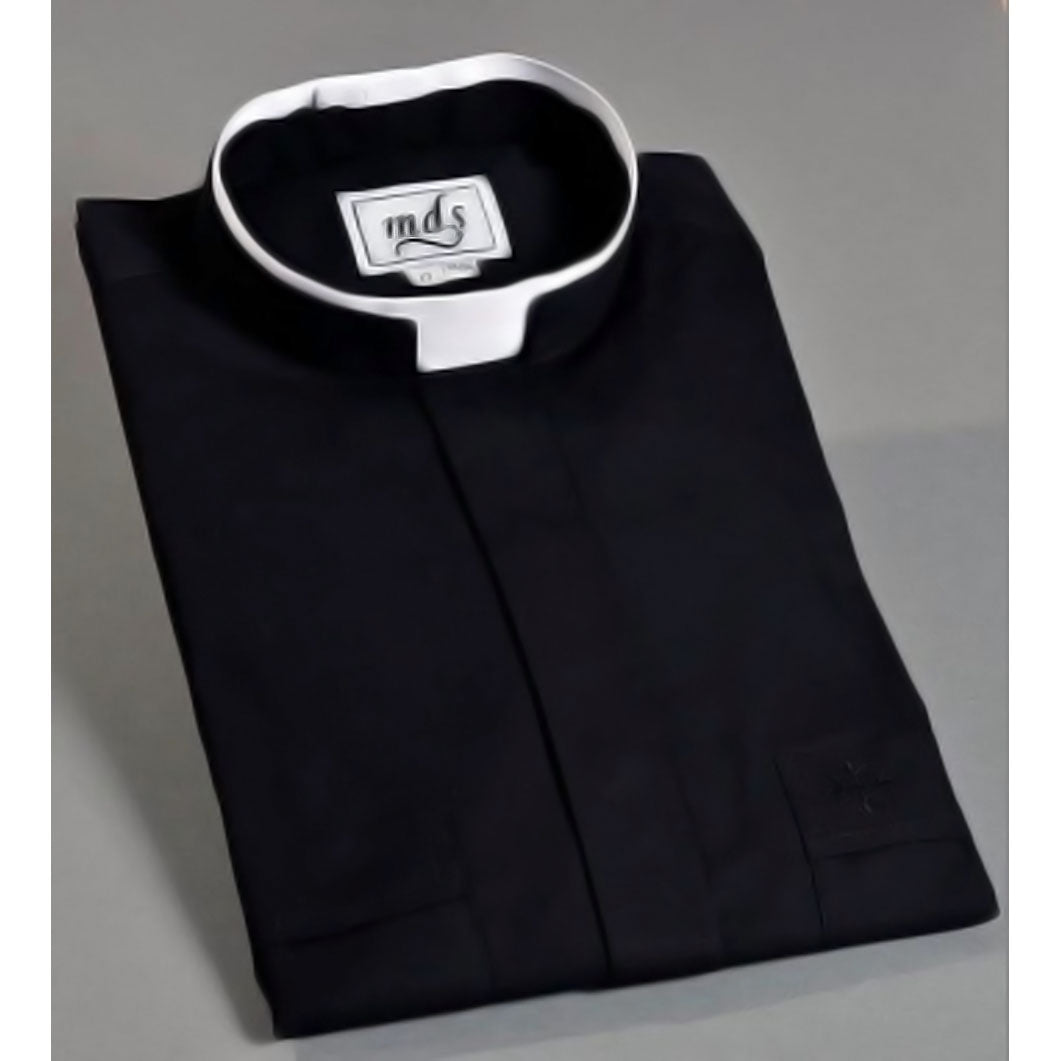 Long Sleeve Tonsure Clergy Shirt with Roman-style Collar