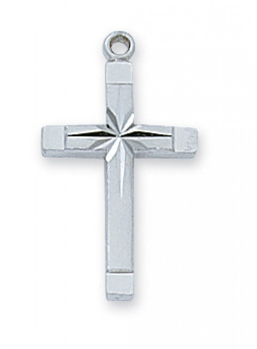 Engraved Sterling Silver Cross Necklace L8062