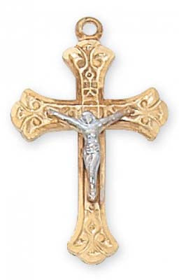Tu-tone Crucifix Pendant no. JT8045