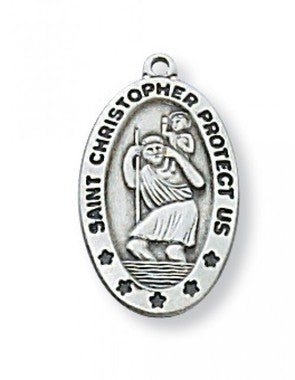 Saint Christopher Small Oval Sterling Medal no. L464