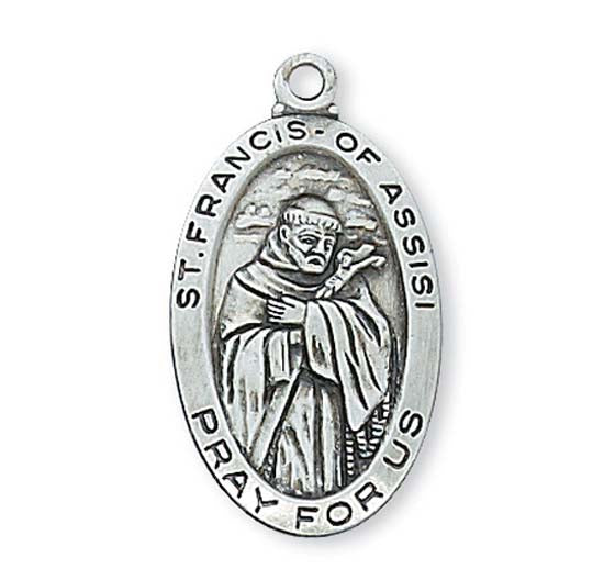 Saint Francis of Assisi Oval Sterling Medal L500FR
