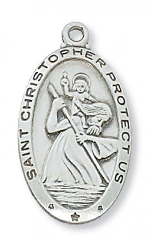 Saint Christopher Sterling Oval Medal L550CH