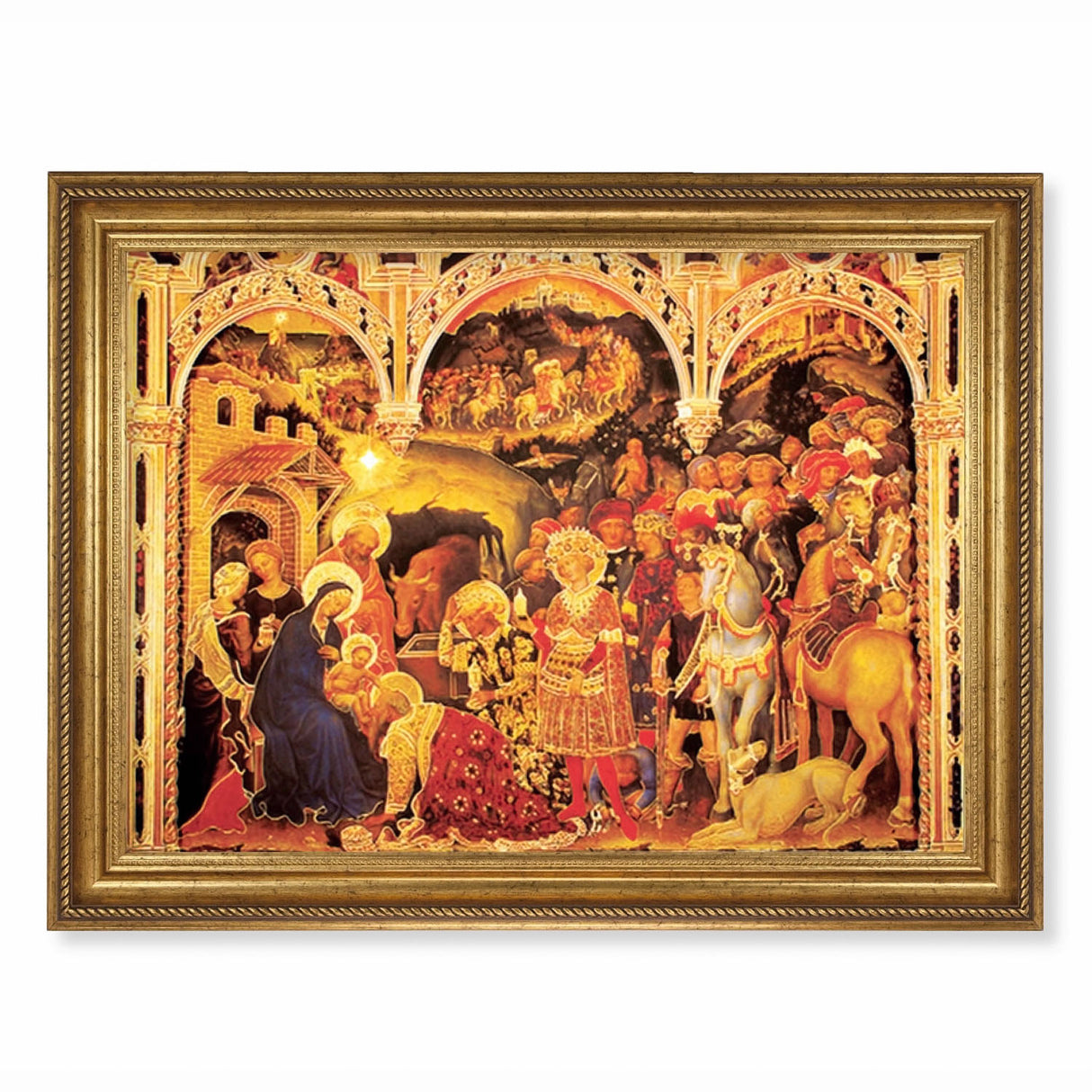 23.5 x 31 inch Adoration of the Magi Textured Gold Framed Print