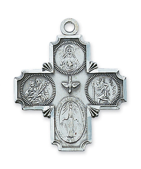 Larger Sterling Silver 4-Way Cross L411