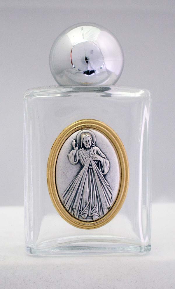 Divine Mercy Holy Water Bottle, Square, 1.75X3.25"