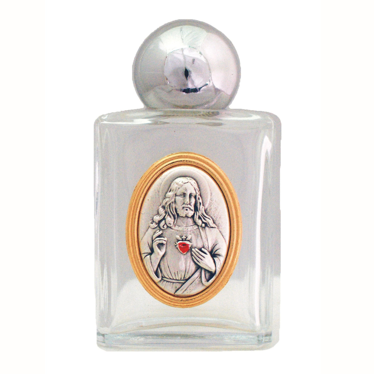 Sacred Heart of Jesus Holy Water Bottle, Square 1.75 X 3.25"