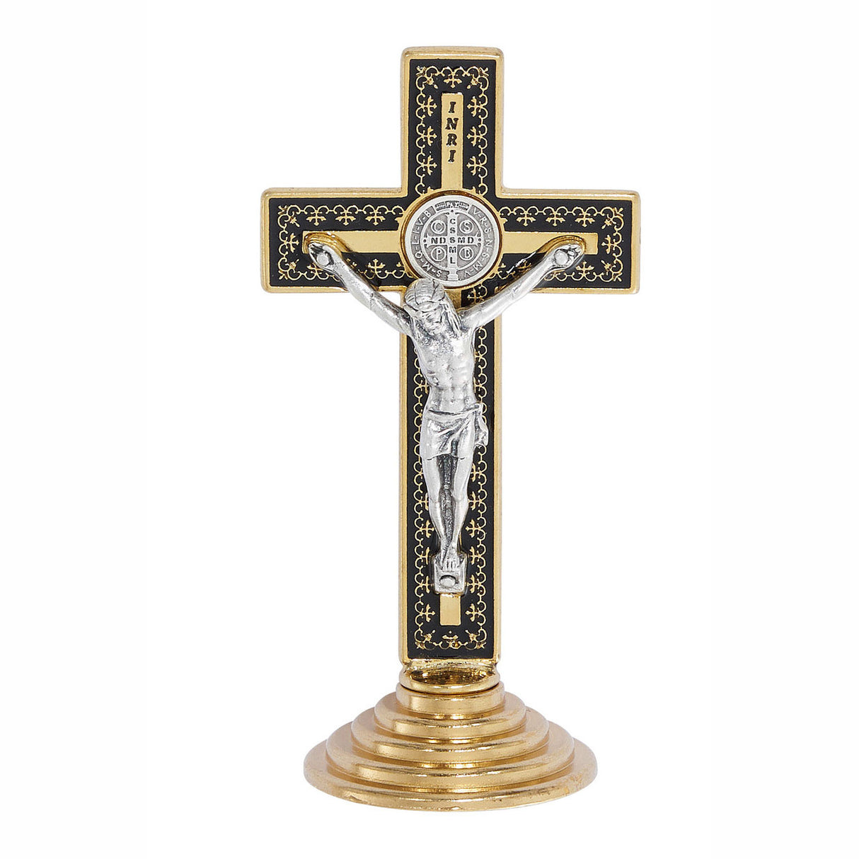 3.5 inch St. Benedict Crucifix Standing with Gold & Black 119-22