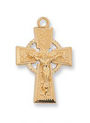 Celtic Crucifix - Gold Plated Sterling Silver J8084