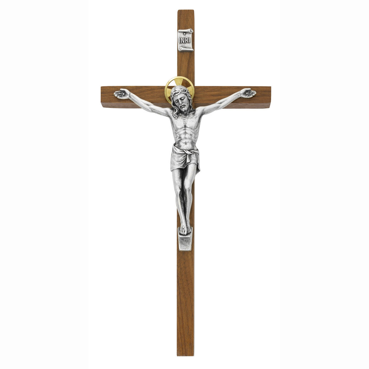 10 inch Walnut Crucifix with Gold Halo no. 79-42485