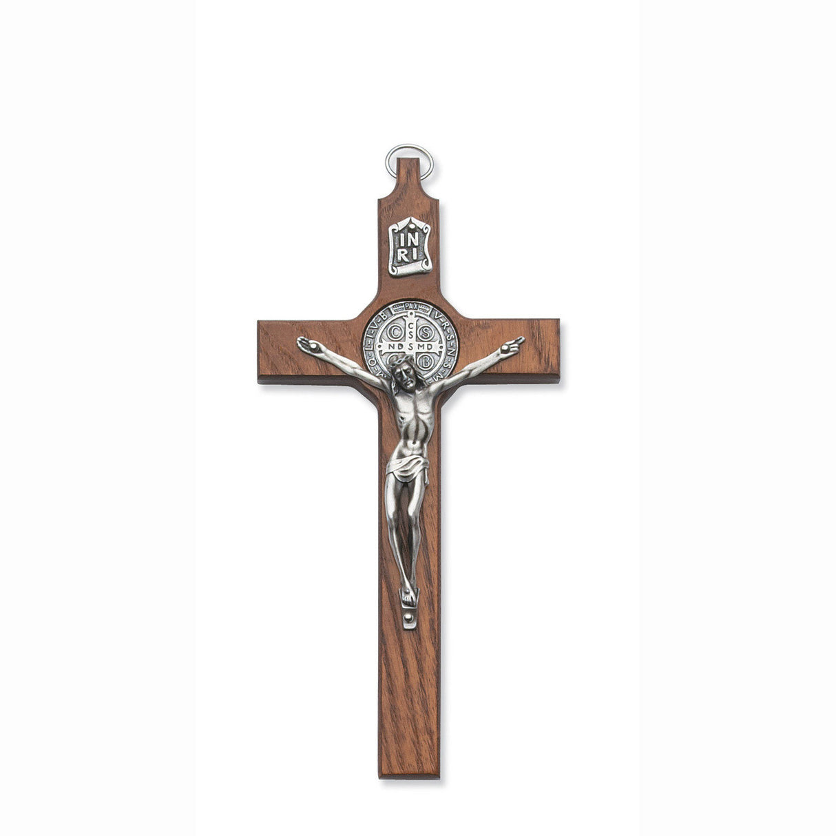 Walnut Saint Benedict Crucifix - 8 in