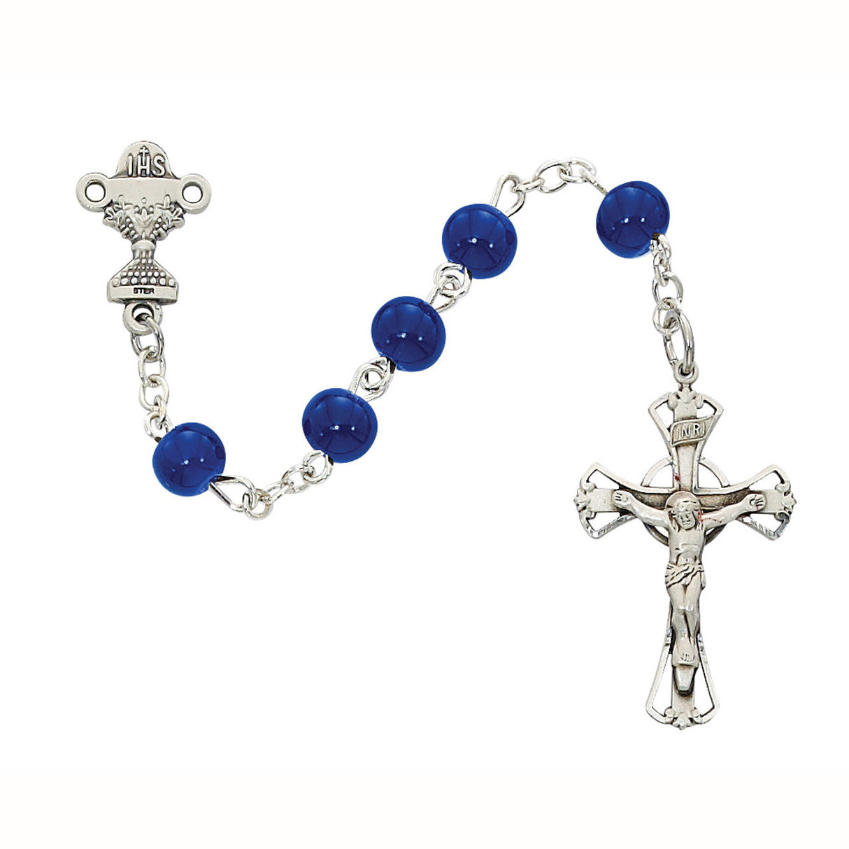 5mm Deep Blue First Communion Rosary