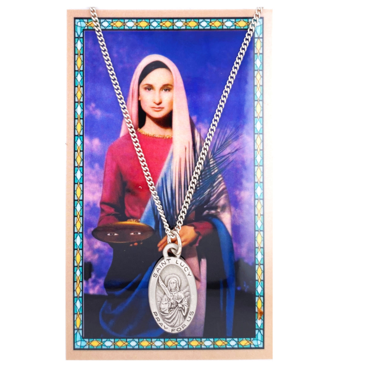 Saint Lucy Pendant and Holy Card Set