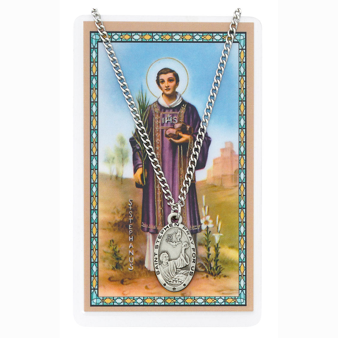 St Stephen Pendant and Prayer Card Set PSD550SN