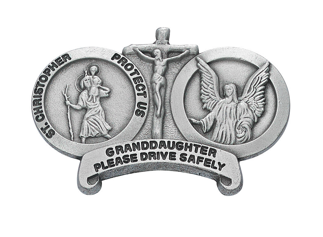 Granddaughter Visor Clip with St Chris and Guardian Angel