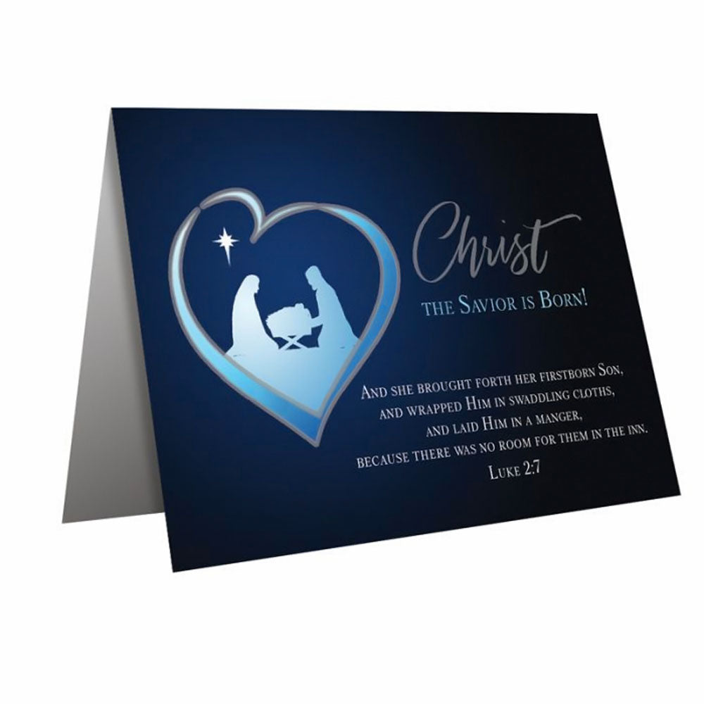 Christ the Savior Blue Heart Boxed Christmas Cards