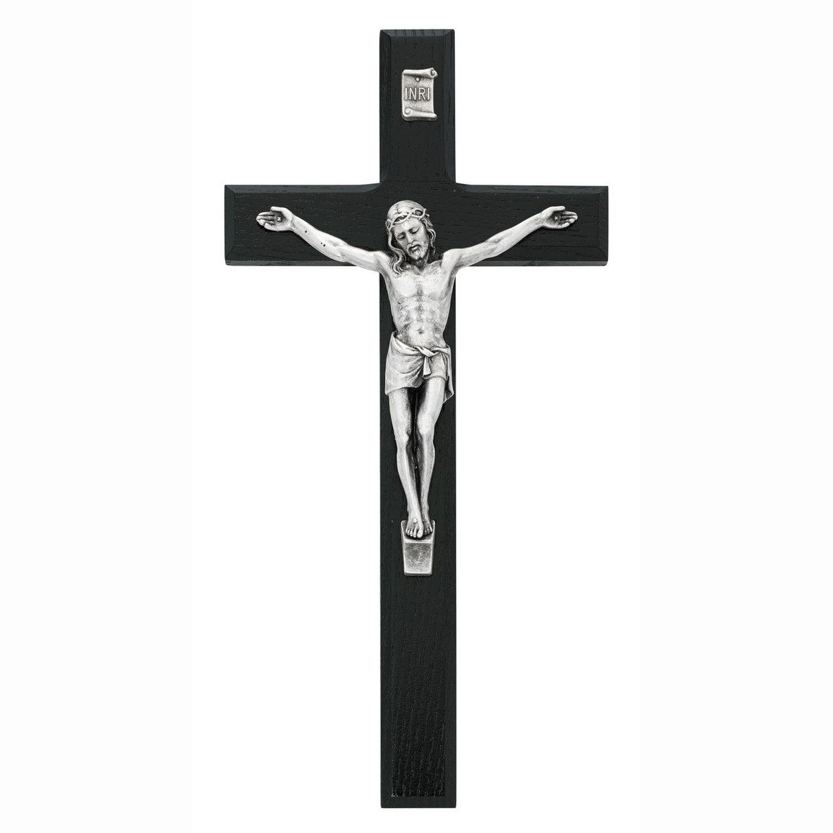 Black and Silver Wall Crucifix - 10 inches in length
