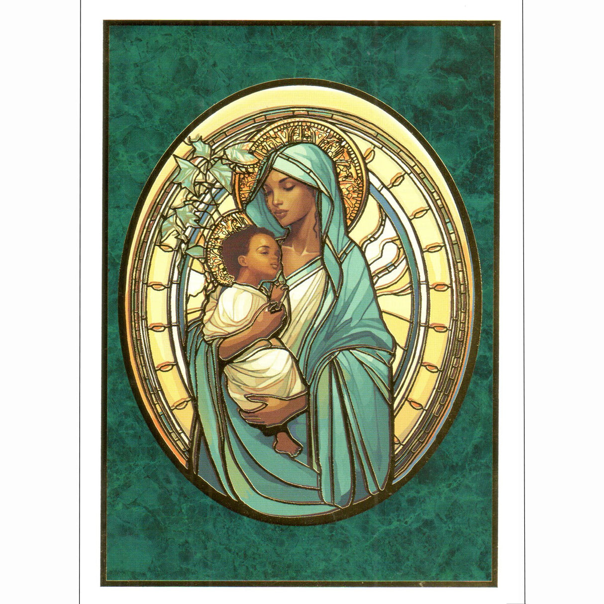Ethnic Madonna & Child in Medallion Christmas Cards