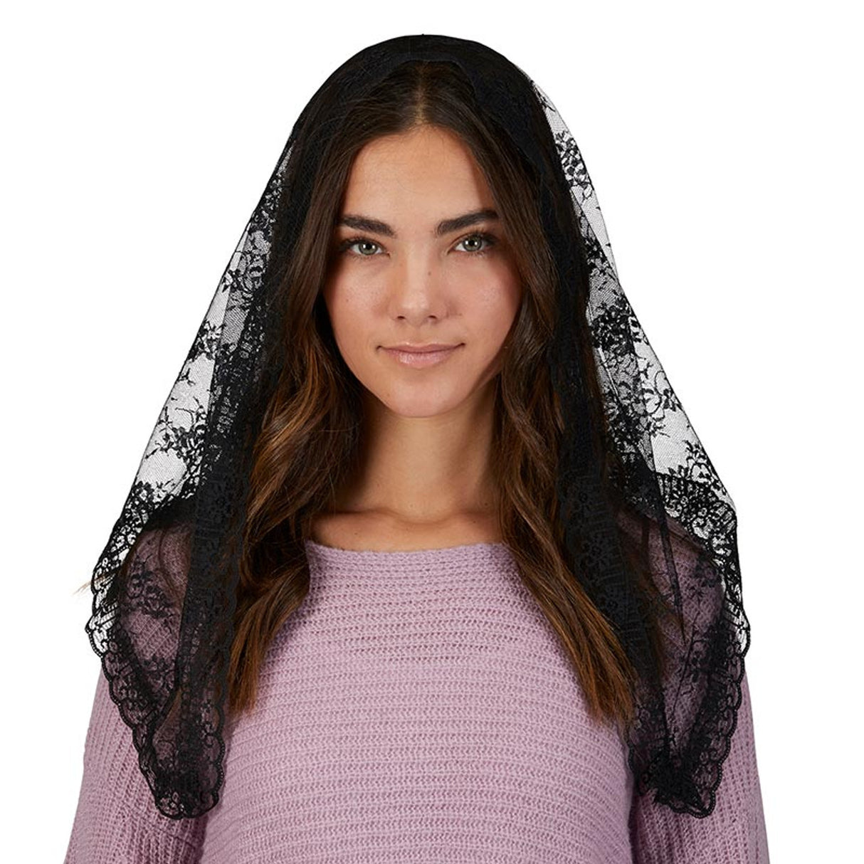 Black Long Chapel Veil with Tassels J2588