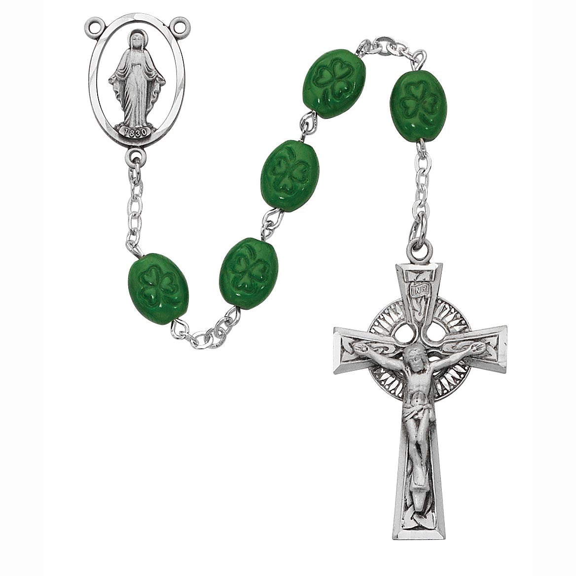 Irish Shamrock Rosary with Deluxe Pewter