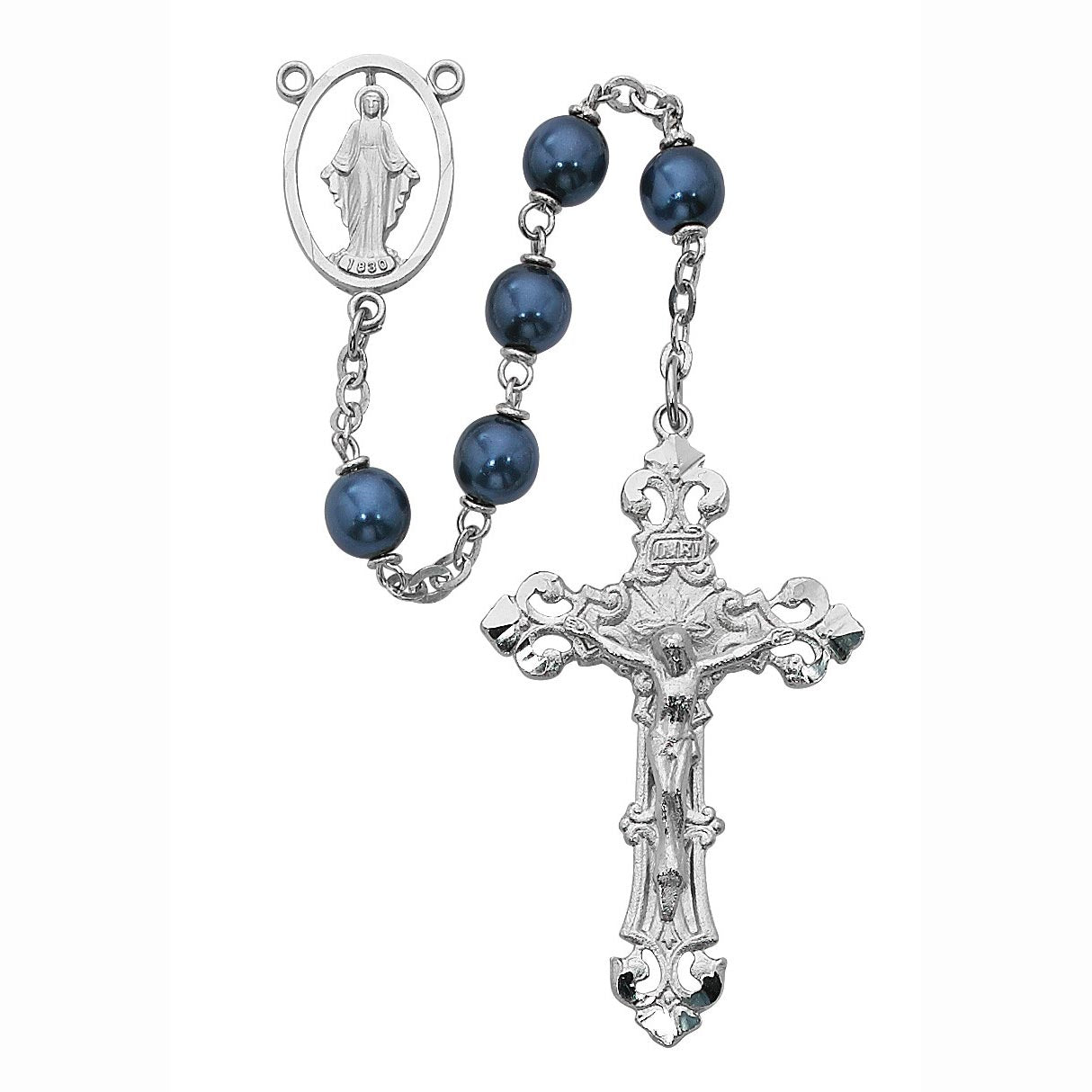 7mm Dark Blue Glass Rosary Beads R388RF