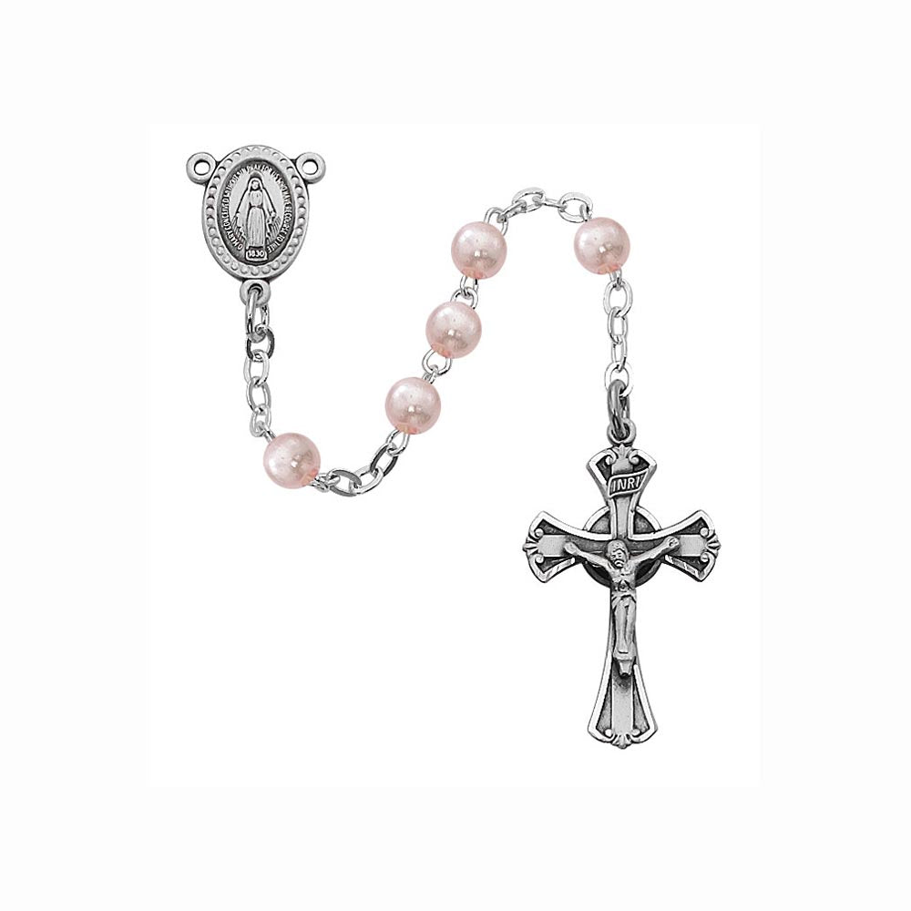 3mm Deluxe Pewter and Pink Mother-of-Pearl Rosary
