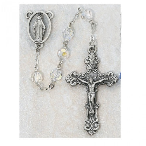 7mm Tin Cut Aurora and Pewter Rosary