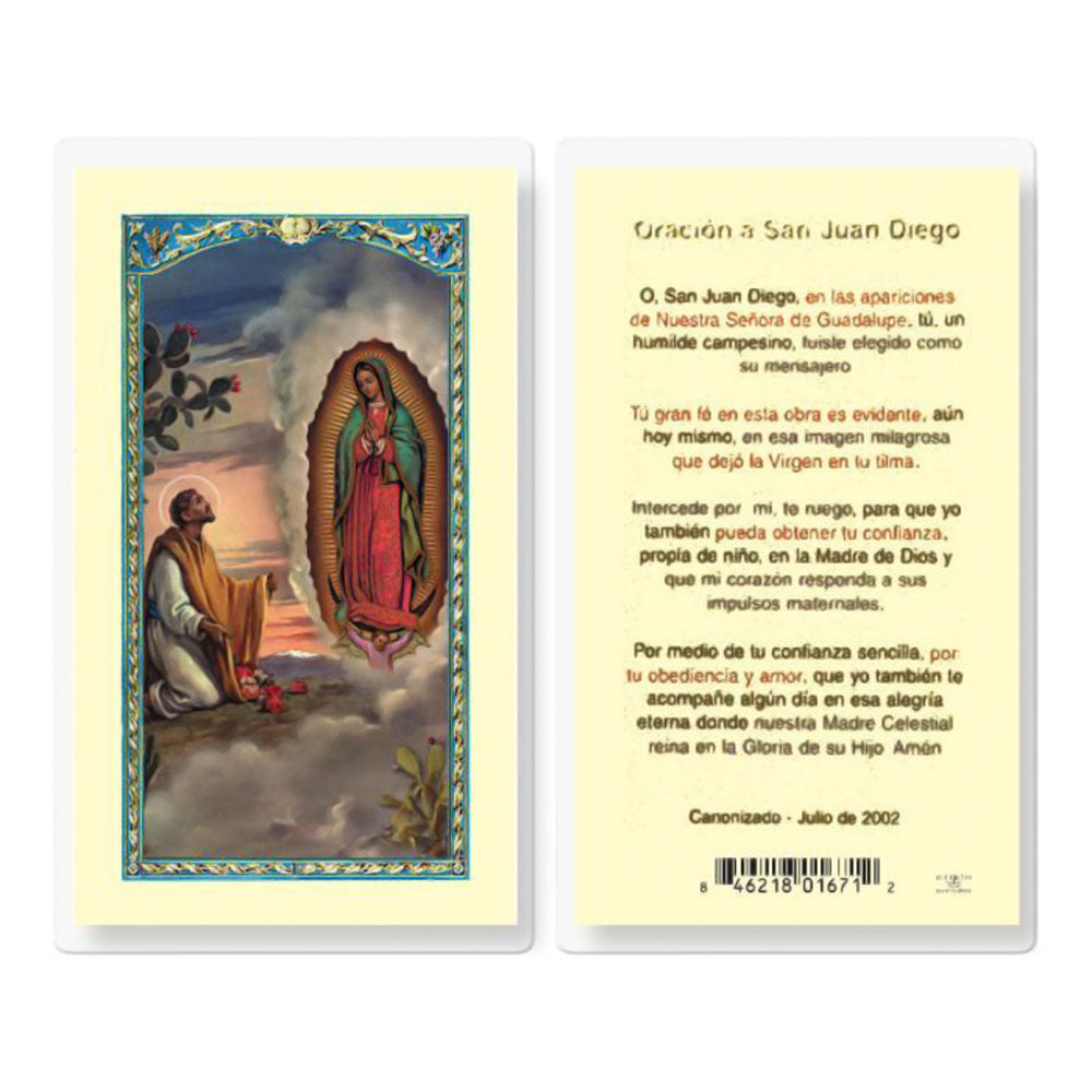 Oracion a San Juan Diego con Nuestra Señora de Guadalupe Holy Card