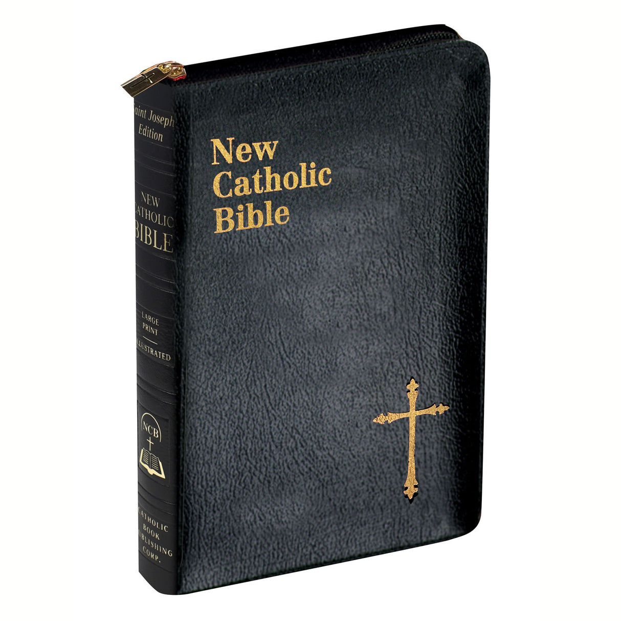 Black Bonded Leather Personal Catholic Bible with Zipper 606/23B